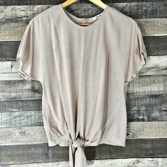 Madewell Button-Back Tie Tee in Stripe - Picture 1 of 8